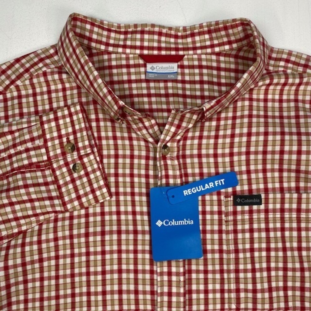 Columbia Rapid Rivers II Mens XXL Red Gingham Check Long Sleeve Shirt AM7968-622